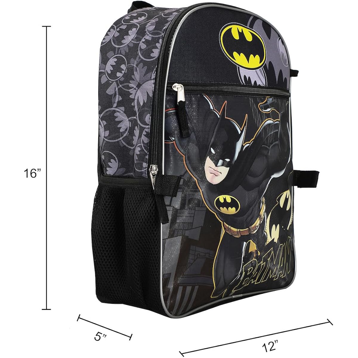 Dc Comic Book Batman Symbol 5-Piece Backpack Accessory Set For Boys