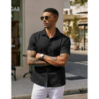 Coofandy Mens Casual Wrinkle Free Shirts Short Sleeve Button Down Summer Stretch Dress Shirt