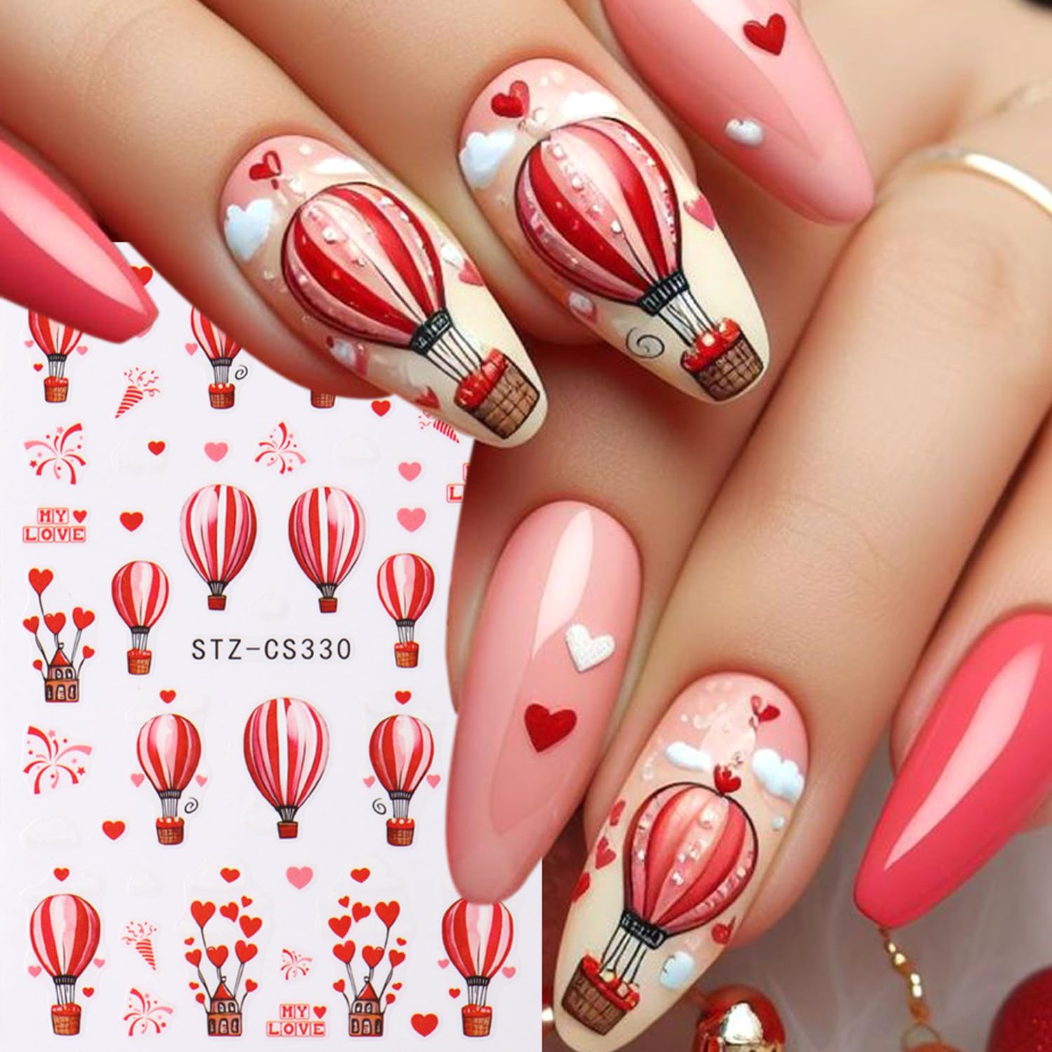 Valentine's Day 3D Nail Art Stickers - Vintage Rose Nail Decals Red Rose Love Heart Purple Flower Nail Stickers Valentine's Nail Designs DIY Adhesive Decals Manicure Decorations Nail Supplies 6Sheets