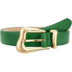 TRIWORKS Women Leather Belt with Gold Buckle Fashion Ladies Leather Waist Belt for Jeans Pants
