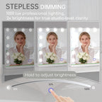 Hollywood Vanity Mirror With Lights, 23" X 18" Lighted Makeup Mirror With 15 Led Bulbs, 3 Color Lights, 10X Magnification, Desk/Wall Mounted, Bedroom College Dorm Room Essentials