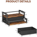 Homeiju Coffee Syrup Organizer Rack, 2-Tier Coffee Bar Accessories, Bottle Holder Stand With K Cup Storage Drawer For Coffee Bar, Wine Rack, Storage Shelves For Syrup. (Rustic Brown)