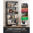 Display Cabinet With Glass Doors, 4-Tier Curio Cabinet With Adjustable Shelves, Glass Display Case For Collectibles, 60000 Color Led Lights With App & Remote Control, Metal Base Storage Cabinet, Black