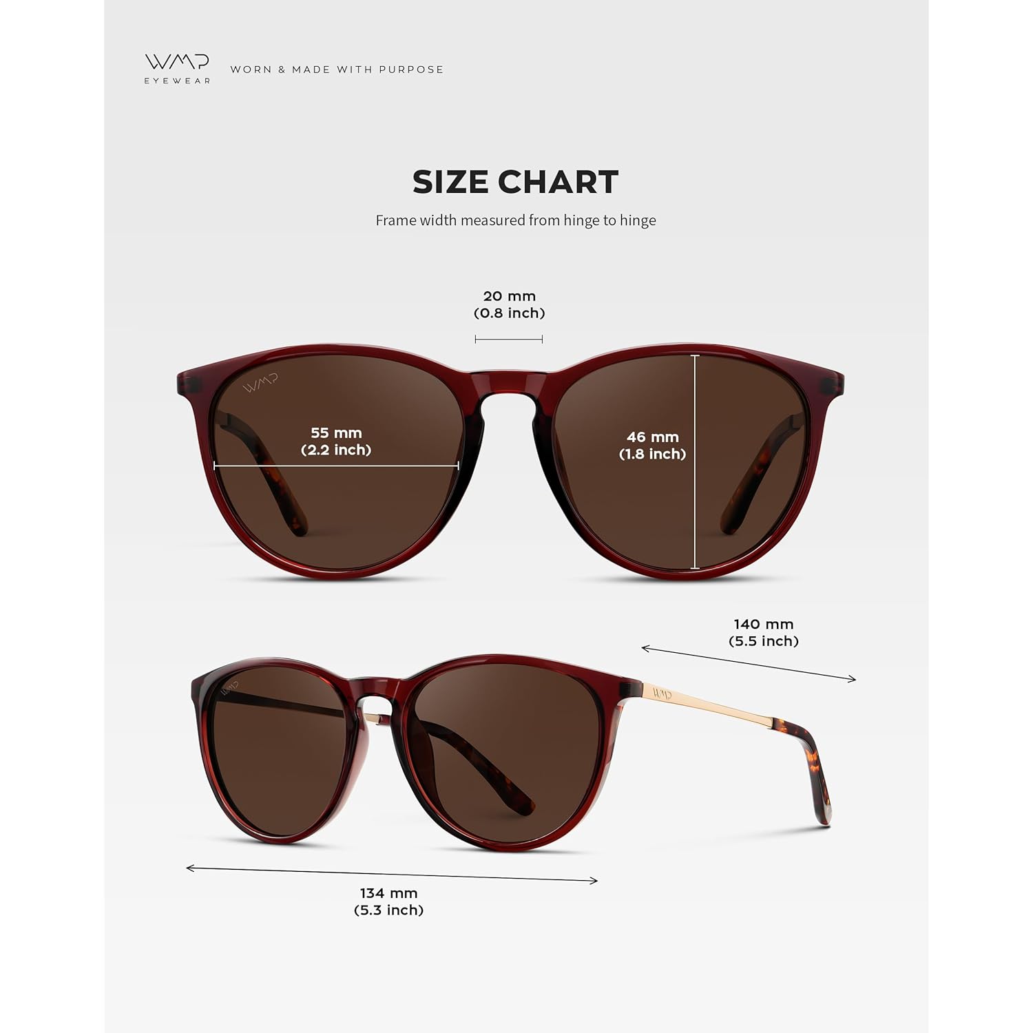 WearMe Pro Round Polarized Sunglasses for Women - UV400 Protection, Lightweight Frame, Vintage Retro Style