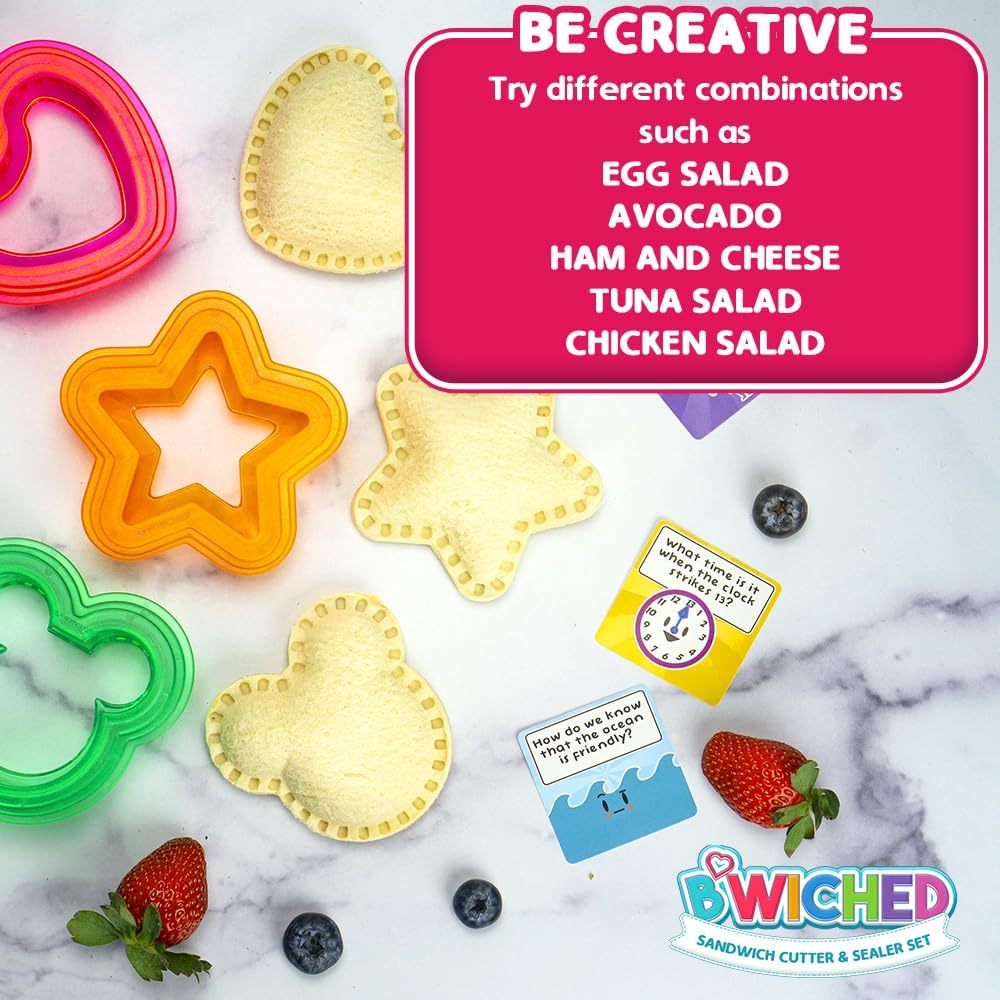 Sandwich Cutter And Sealer - Crustless Sandwich Maker - Great For Lunchbox And Bento Box - Boys And Girls Kids Lunch - Sandwich Cutters For Kids (Heart, Star, Mouse)