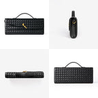 Joryin Woven Purse for Women Evening Clutch Woven Leather & Suede Handbags Crossbody Bag Suede Purse Formal Evening Bag