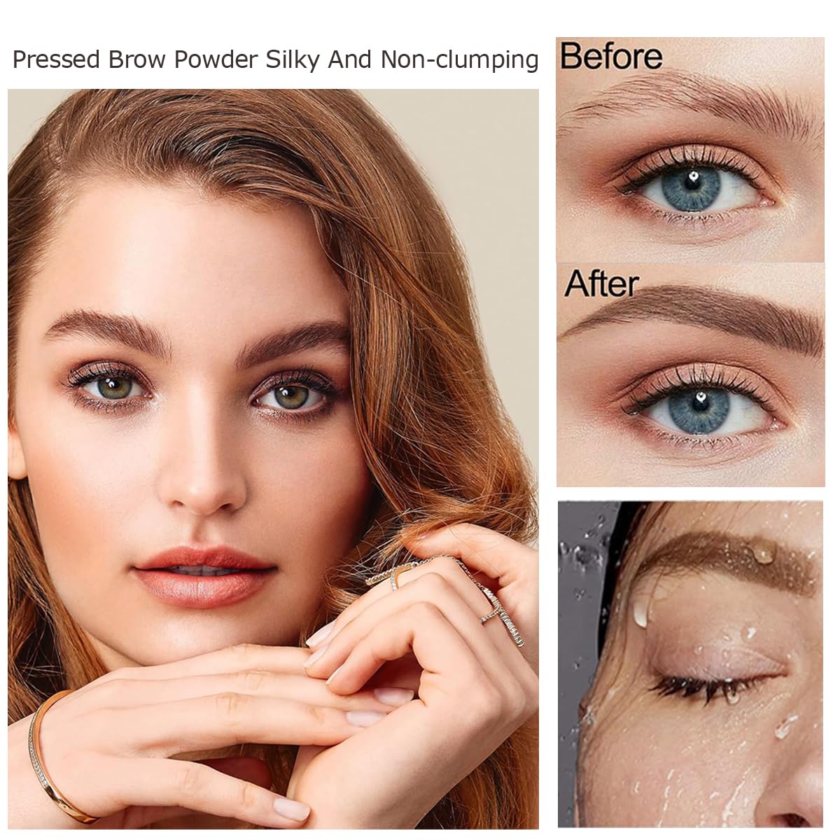 Eyebrow Powder Palette,3-color eyebrow palette Nature Eye Brow Powder to Enhance & Filler Brows Contour Eyebrow Neutral Eye Makeup 102# Warm Coffee