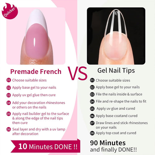 160Pcs French Tip Press on Nails Short Almond Fake Nails Glossy Acrylic False Nails Soft Gel Artificial Nails Glue on Nail for Women Girls Manicure Nail Decoration 5 Packs