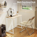 Wohomo Folding Desk, Small Foldable Desk 31.5" For Small Spaces, Space Saving Computer Table Writing Workstation For Home Office, Easy Assembly, Oak