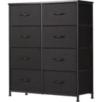 Sweetcrispy 8 Drawer Black Dresser For Bedroom Tall, Organizer Storage | Fabric Storage Tower, Chest Of Drawers With Steel Frame, Wood Top For Living Room, Closet