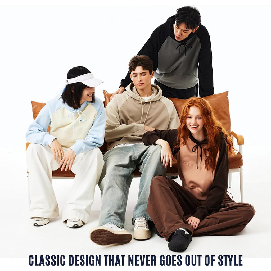 Qichic Men’S Sweatshirts Long Sleeve Pullover Patchwork Plaid Jacquard Hoodie Casual Drawstring Hoody Top