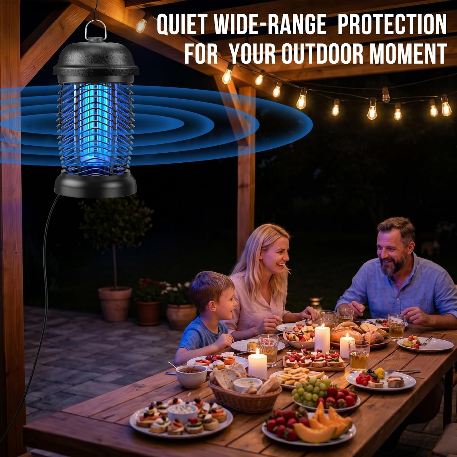 Upgraded Bug Zapper Outdoor 4200V Mosquito Zapper High Powered Less Energy Used Bug Zapper For Backyard Patio Camping Indoor