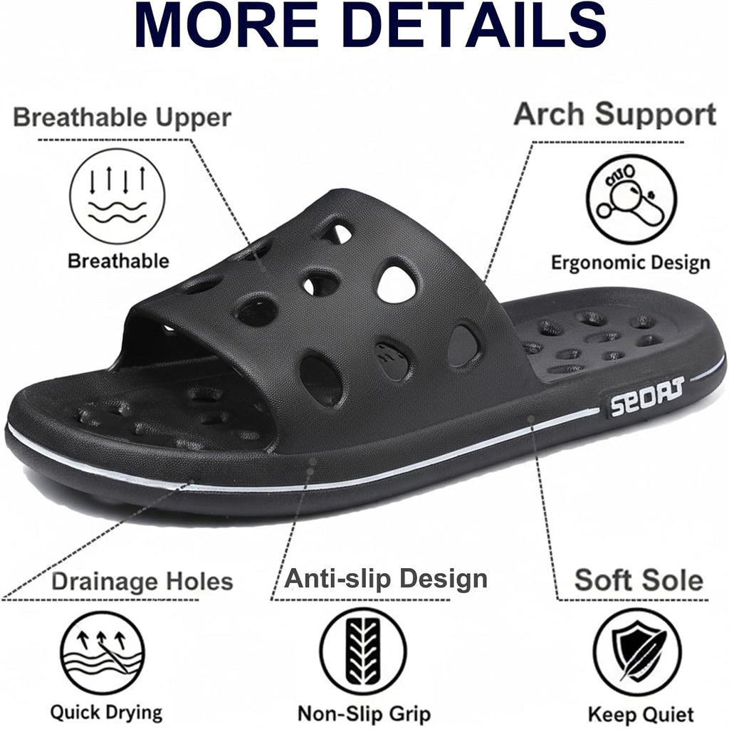 Finleeo Shower Sandals With Drainage Holes - Quick Drying Bathroom & Gym Slippers For Men And Women