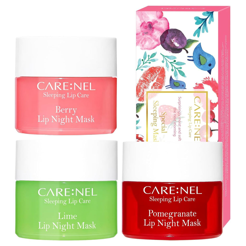 Lip Mask Overnight 5G 3Set (Berry+Lime+Pomegranate) Korean Beauty Intensive Treatments Balm, Nourish, Hydrate, Scrubs Exfoliator
