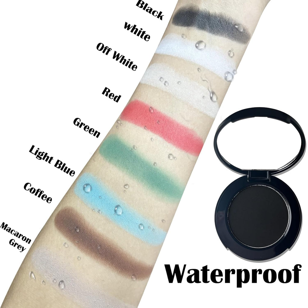 Meicoly Black Eye Shadow With Mirror,Matte Single Eyeshadow For Halloween Elphaba Makeup,Pressed Powder Eyeshadow Makeup,Matte Shade Eyelid Color Eye Makeup For Women,High Pigment,Long Wear,Waterproof