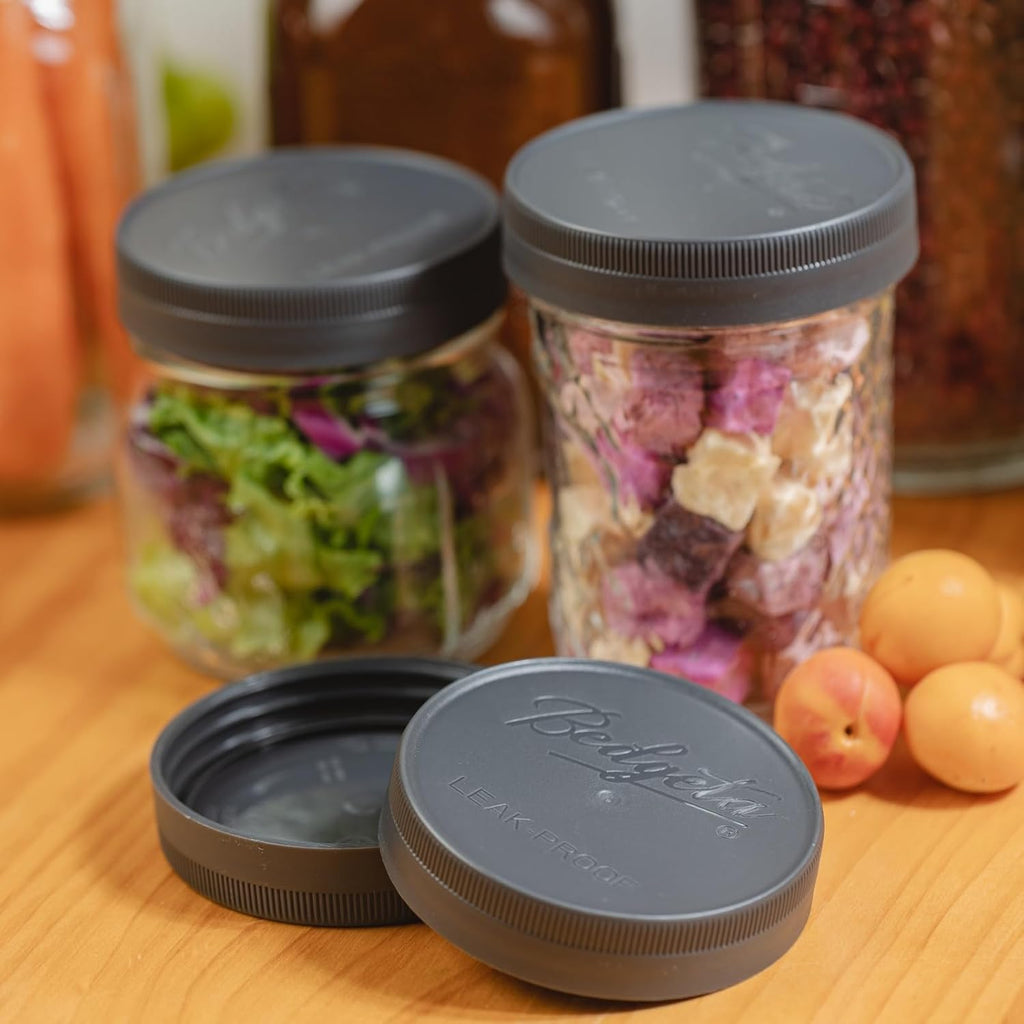 9 Pack Gray Wide Mouth Mason Jar Lids, One-Piece Lids, Plastic Mason Jar Lids Fit Ball, Kerr And More,Canning Lids(Gray)