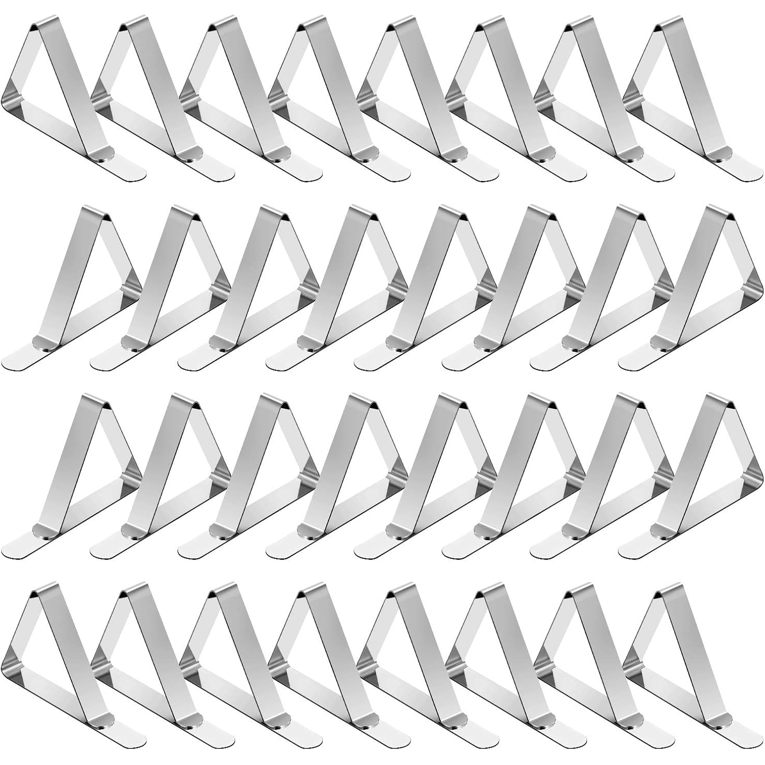 TriPole Tablecloth Clips 32 Pack Picnic Table Clips, Stainless Steel Table Cloth Holder Clips for Outdoor Tables, Metal Tables Cover Skirt Clamps for Camping Dining Wedding Graduation Party Essential