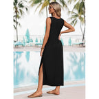 Wiholl Maxi Dress Summer Dresses 2026 Beach Vacation Clothes Sleeveless Sundresses With Pockets Boho S-3Xl