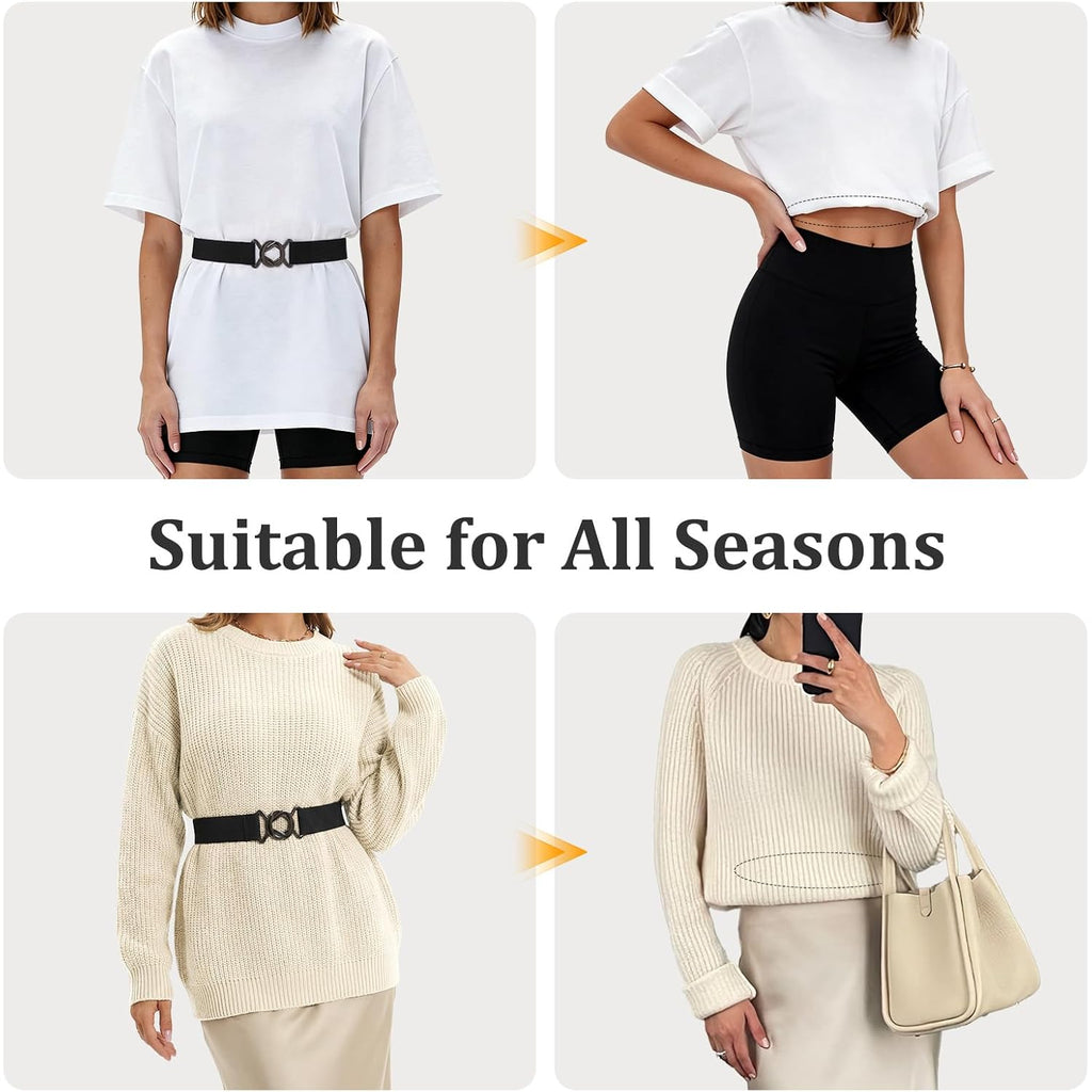 JASGOOD Women No Show Stretch Belt Adjustable Elastic Web Belt with Flat Buckle for Jeans Pants Casual Belts