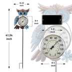 Outdoor Thermometer, Owl Outside Decor For Patio, Yard And Garden | No Battery Needed Garden Stake Wall Art Gifts Idea Waterproof