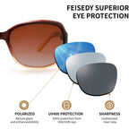 FEISEDY Polarized Sunglasses for Women Classic Vintage Square Wraparound UV400 Protection Shade B0309 Gradual Brown Frame & Gradual Brown Lens