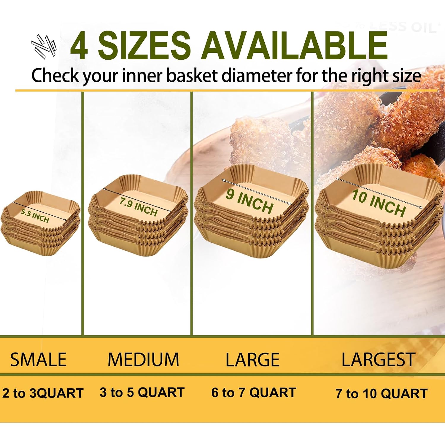Large Air Fryer Disposable Paper Liners Square 9 Inch, 125 Pcs Parchment Paper Liner For 5-8Qt Air Fryer, Oil-Proof, Water-Proof, Parchment Baking Paper For Baking Roasting Microwave
