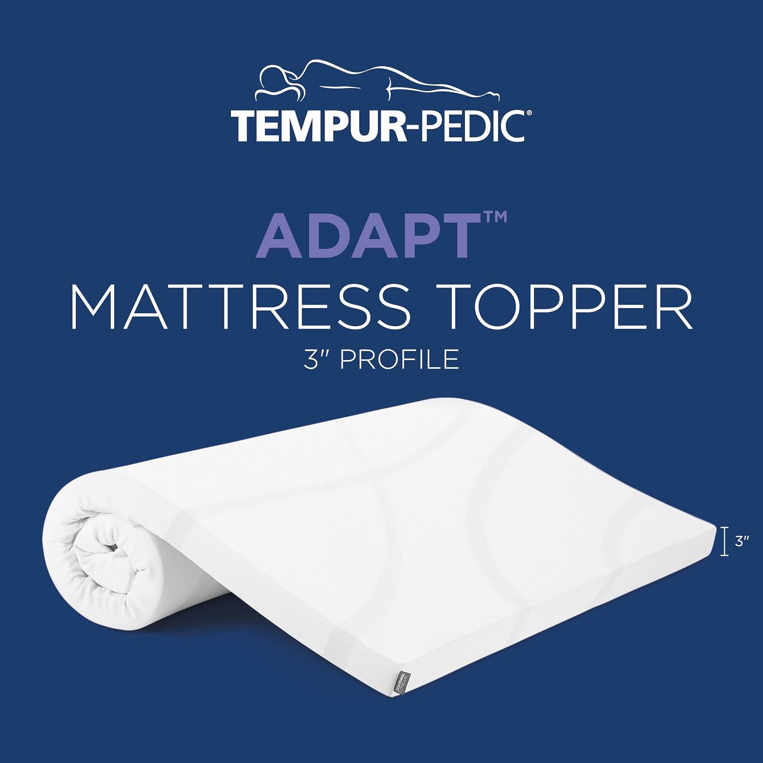 Tempur-Adapt (Supreme) 3" Memory Foam Mattress Topper, Queen,White