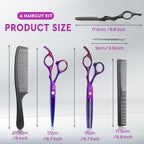 Jason Hair Cutting Scissors Professional - 10 Pcs Haircut Scissors Set, Thinning Shears For Hair Cutting With 30 Teeth, Straight Shears For Men Women Home Salon Barber Purple