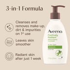 Aveeno Positively Radiant Brightening Facial Cleanser With Moisture Rich Soy Extract, Helps Even Skin Tone & Texture While Gently Lifting Away Dirt, Oil & Makeup, Sulfate-Free, 11 Fl. Oz