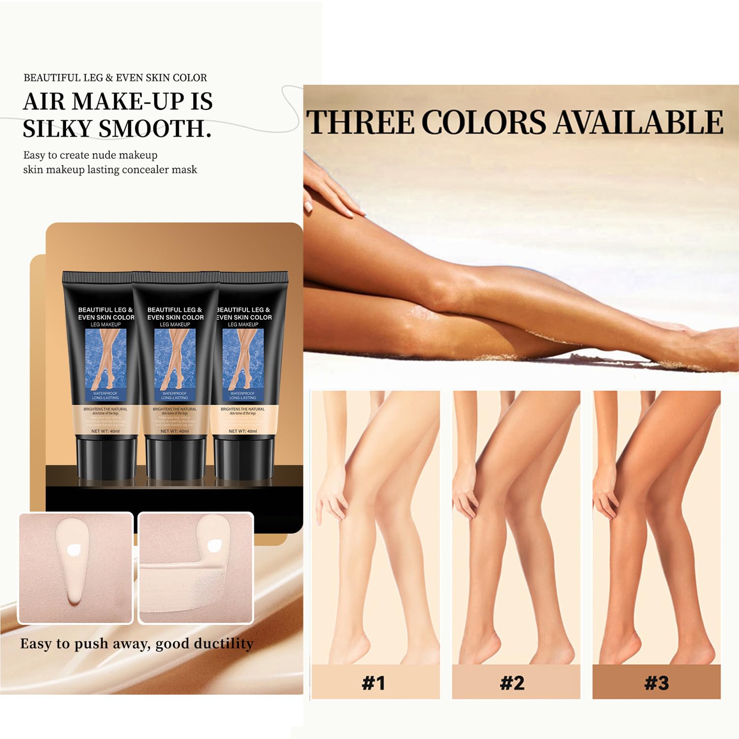 Body&Legs Makeup Waterproof No Transfer, Flawless Body Coverage Perfector, Leg And Body Scar Cover Up/Tattoo Cover Up,Airbrush Legs Glow Lotion (#2 Medium Golw, 40Ml)