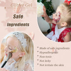 Face Body Glitter, Hair Glitter Sparkles Chunky Face Glitter Gel For Girls Makeup Singer Concerts Mermaid Festival Sequins Face Paint (White+Silver+Pink+Gold+Blue)