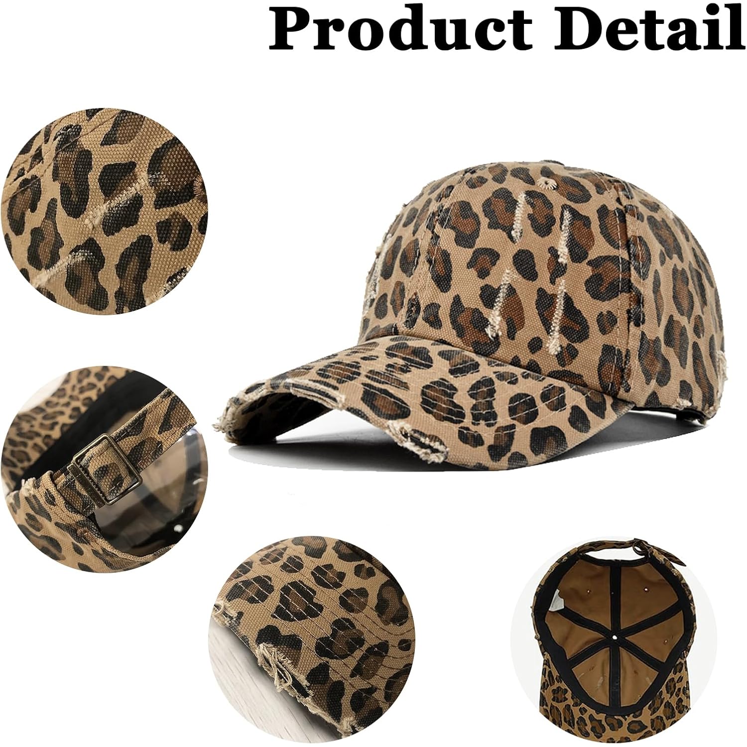 Womens Leopard-Baseball-Hat - Adjustable Sun Protection Sports Caps Leopard Print Dad Trucker Hat Leopard