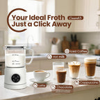 4-In-1 Electric Milk Frother And Steamer For Whole Milk, Led Touch Screen, Cold And Warm Foam Maker, Ceramic-Coated, 13.52Oz For Lattes, Cappuccinos And Hot Chocolate, Auto Shut-Off, Cream White