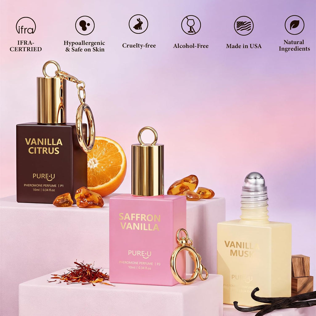 Pheromone Perfume For Women Roll On – Vanilla Citrus Pheromones Perfumes For Women, Long Lasting Vanilla Perfume Travel Size Perfume Essential Oil Eau De Parfum, 0.34 Fl Oz/10Ml, Made In Usa
