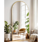 Dynwell Arched Full Length Mirror, Floor Mirror With Stand, 71"X26" Large Wall Mirror Full Length, Body Floor Mirror, Wall Mounted For Bedroom, Gold