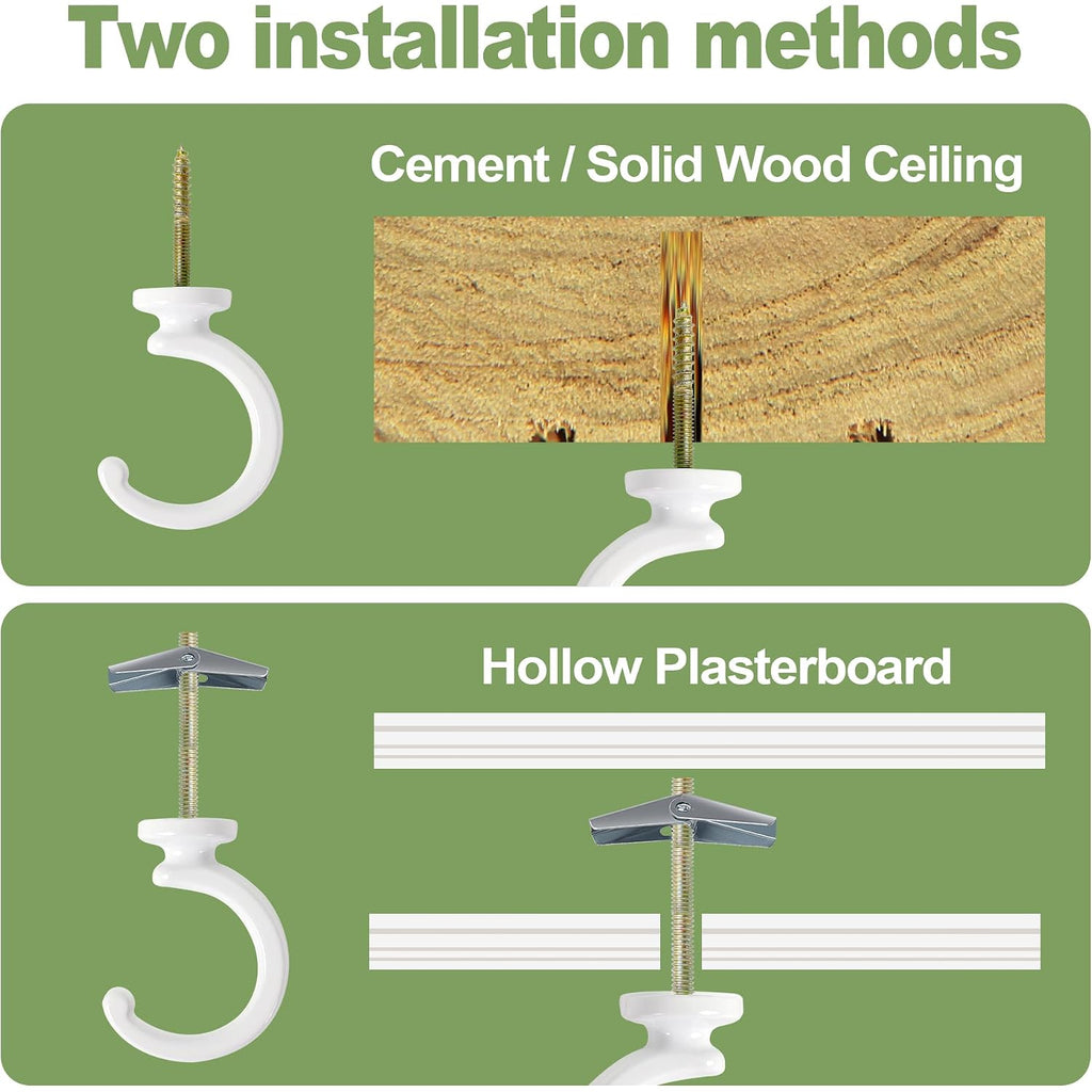 Ceiling Hooks For Hanging Plants - 2 Pack Heavy-Duty Metal Swag Hooks | Metal Hooks Hold Hanging Plants And Lights From Ceilings Or Walls Indoors Or Outdoors; Mounting Hardware Is Included.