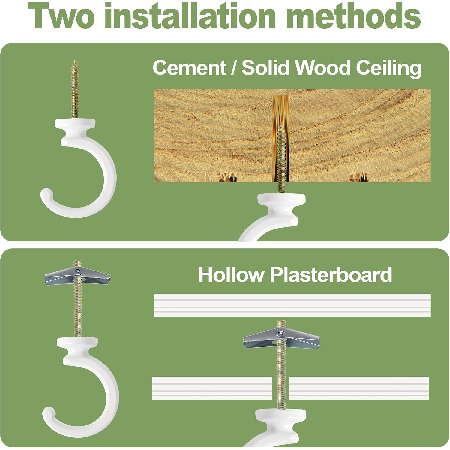 Ceiling Hooks For Hanging Plants - 2 Pack Heavy-Duty Metal Swag Hooks | Metal Hooks Hold Hanging Plants And Lights From Ceilings Or Walls Indoors Or Outdoors; Mounting Hardware Is Included.