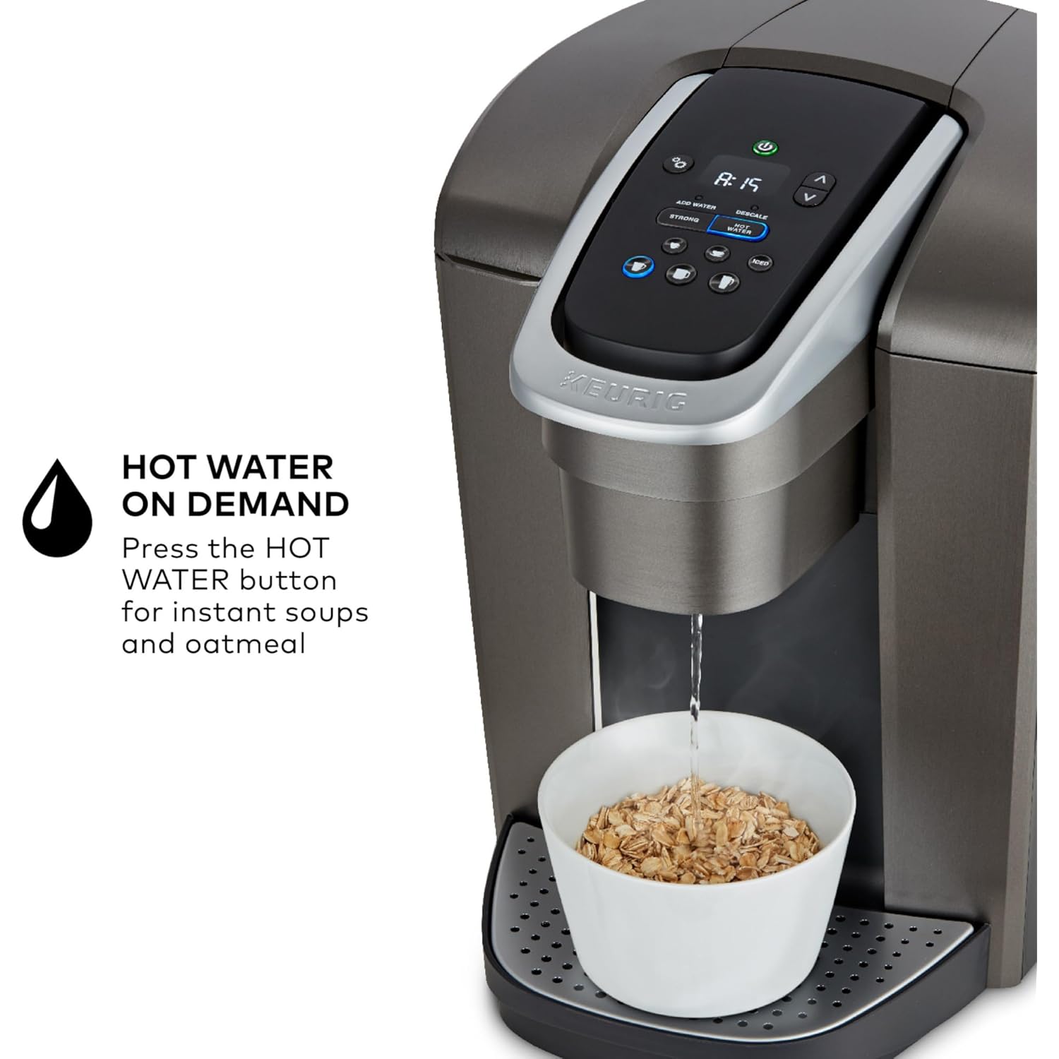Keurig K-Elite Single Serve K-Cup Pod Coffee Maker, with Strength and Temperature Control, Iced Coffee Capability, 8 to 12oz Brew Size, Programmable, Brushed Slate