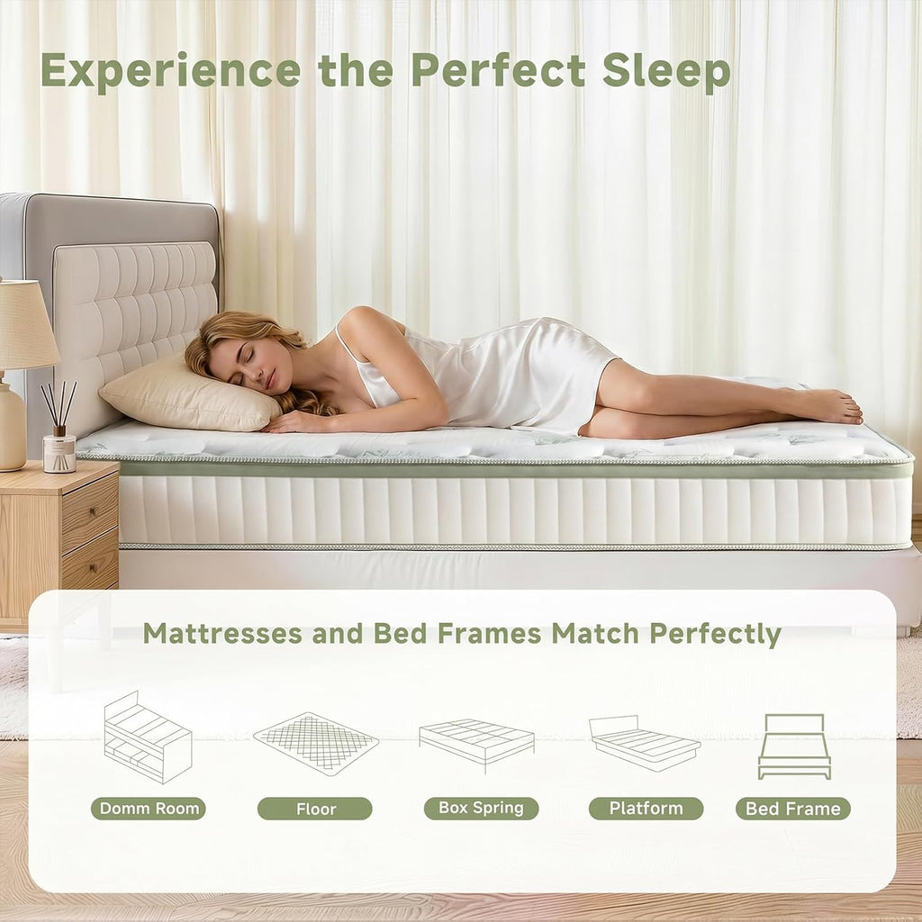 Queen Mattress 12 Inch,Medium Firm Hybrid Queen Size Mattress In A Box, Memory Foam With Individual Pocket Springs, Upgrade Zoned Support, Motion Isolation&Pressure Relief, Certipur-Us