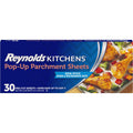Reynolds Kitchens Pop-Up Parchment Paper Sheets, 30 Count, Fits Standard Baking Pans And Cookie Sheets, Non-Curling, Non-Stick, Pre-Cut, Oven-Safe Up To 425F, 10.75 In X 13.75 In