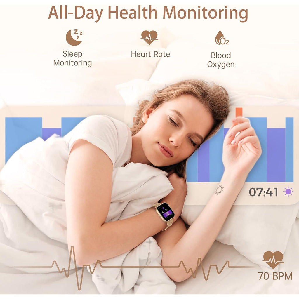 Smart Watches For Women, 1.91" Hd Fitness Tracker (Answer/Make Calls), Ip68 Waterproof, 120+ Sport Modes With Heart Rate And Sleep Monitor, Fitness Watch For Iphone/Android