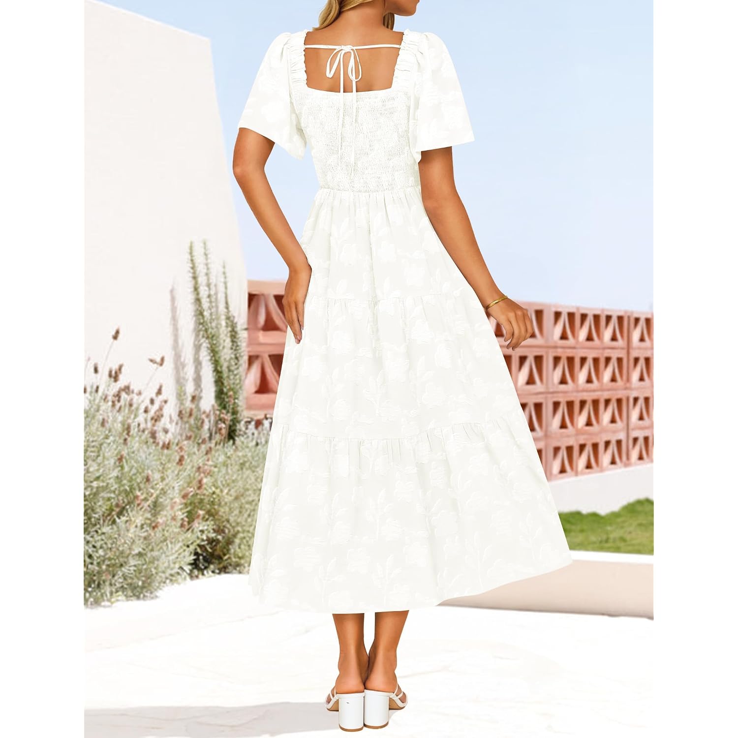 Zesica Wedding Guest Dresses For Women Summer 2026 Boho Floral Midi Dress Flowy Beach Vacation Graduation Long Dresses