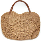 Summer Casual Straw Tote Bag Large Capacity Woven Shoulder Handbag For Summer Beach Vocation