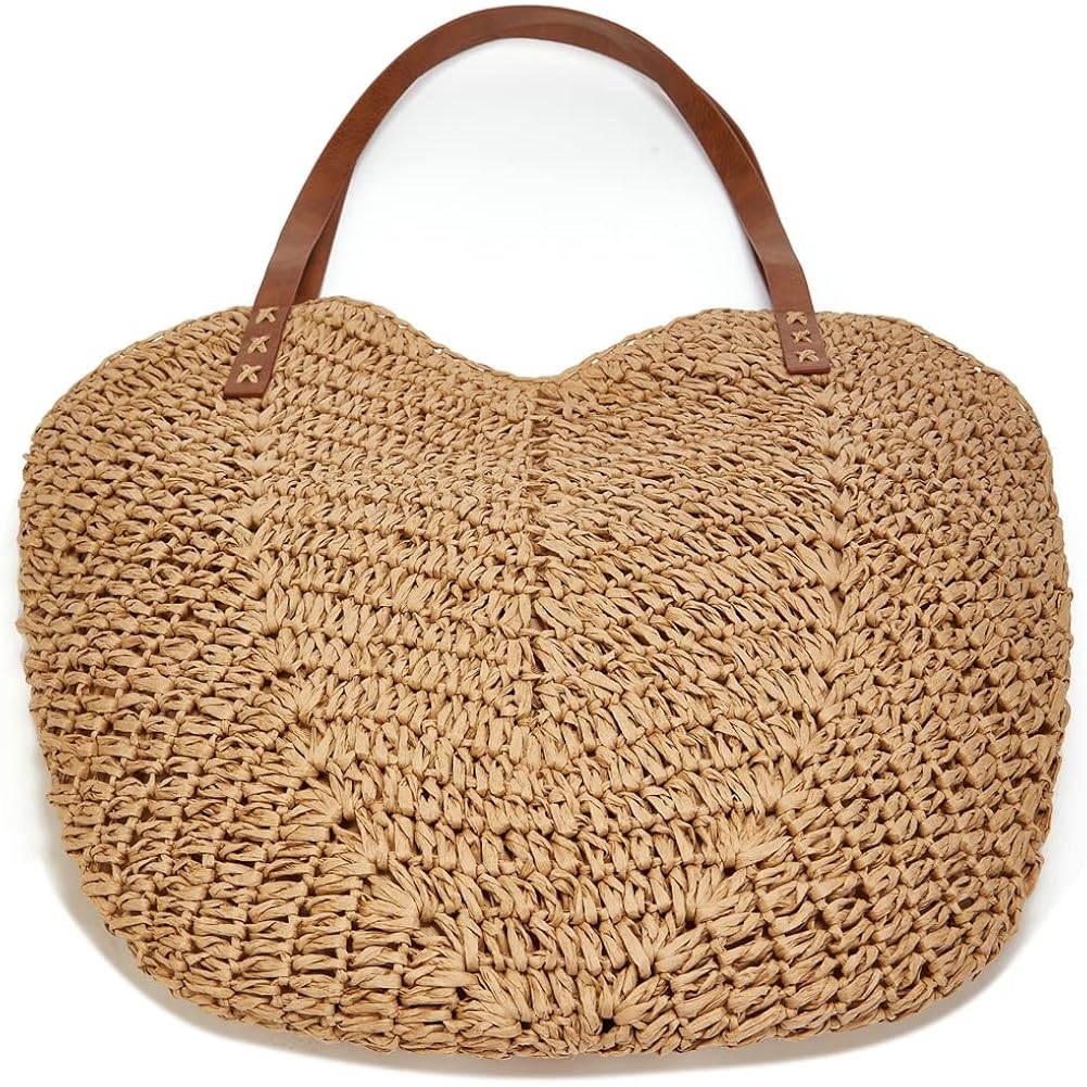 Summer Casual Straw Tote Bag Large Capacity Woven Shoulder Handbag For Summer Beach Vocation