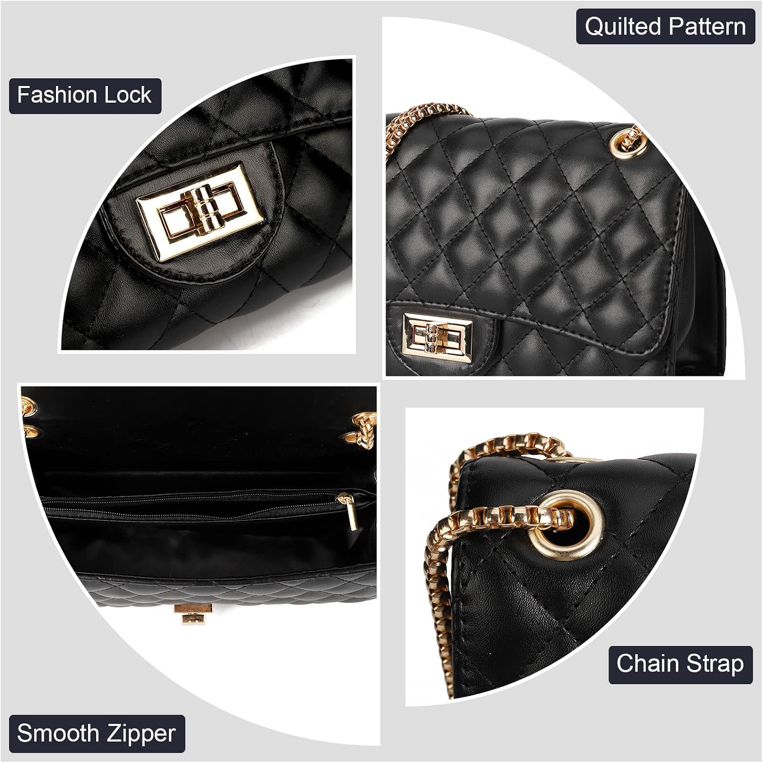 Gladdon Quilted Crossbody Purse For Women Trendy Shoulder Bags | Stylish Shoulder Purse,Quilted Pattern,Structured Bag,Chain Strap,Spacious Enough,Casual And Dressy Outfits,Any Occasion
