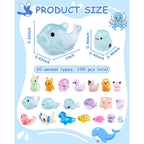 Fiveizero 100Pcs Luminous Mini Resin Animals Bulk - 20 Styles Glow In The Dark Plastic Tiny Animals Figures For Dollhouse, Fairy Garden, Aquarium, Party Favors & Diy Craft Decor