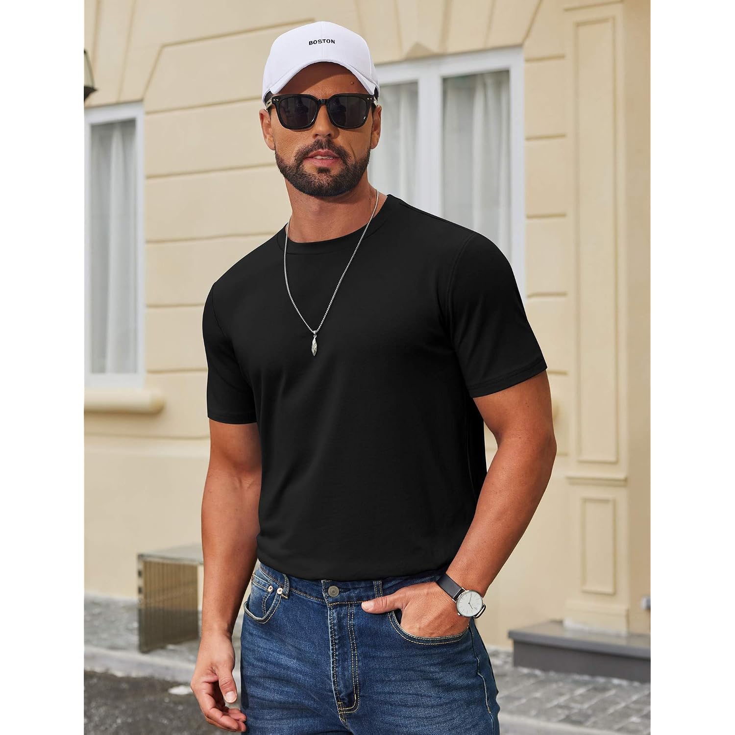 Coofandy Men'S T Shirt Short Sleeve Cotton Blend T-Shirts Crew Neck Casual Summer Basic Tee Shirts