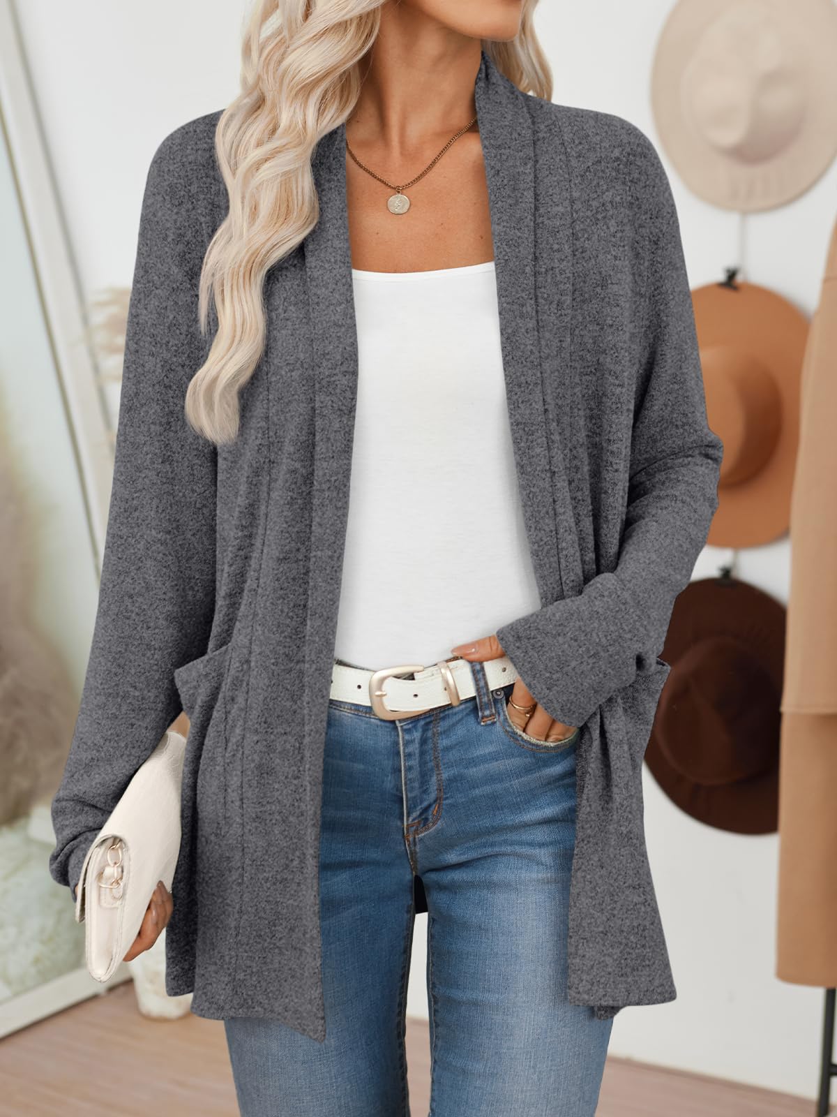 LILLUSORY Cardigan for Women Lightweight Cardigans Fall Fashion Outfits | Open Front Long Cardigan with Pockets, Business Casual Travel Outfits