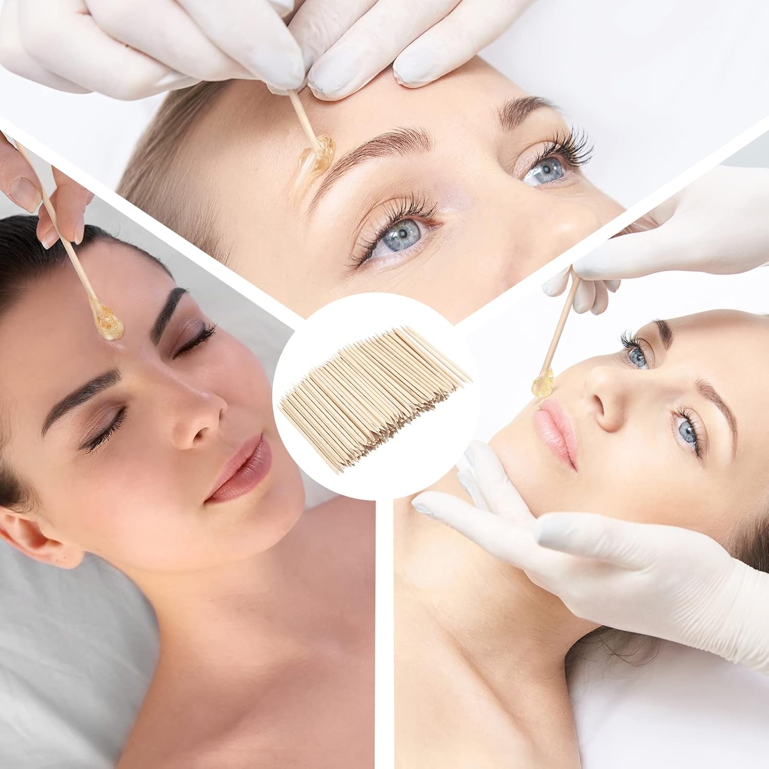 Demissle 400 Pcs Eye Brow Wooden Wax Sticks Mini Waxing Applicator Sticks Lip Nose Eyebrow Wood Craft Small Facial Hair Spatula Applicator for Home Spa Hair Removal Skin Use