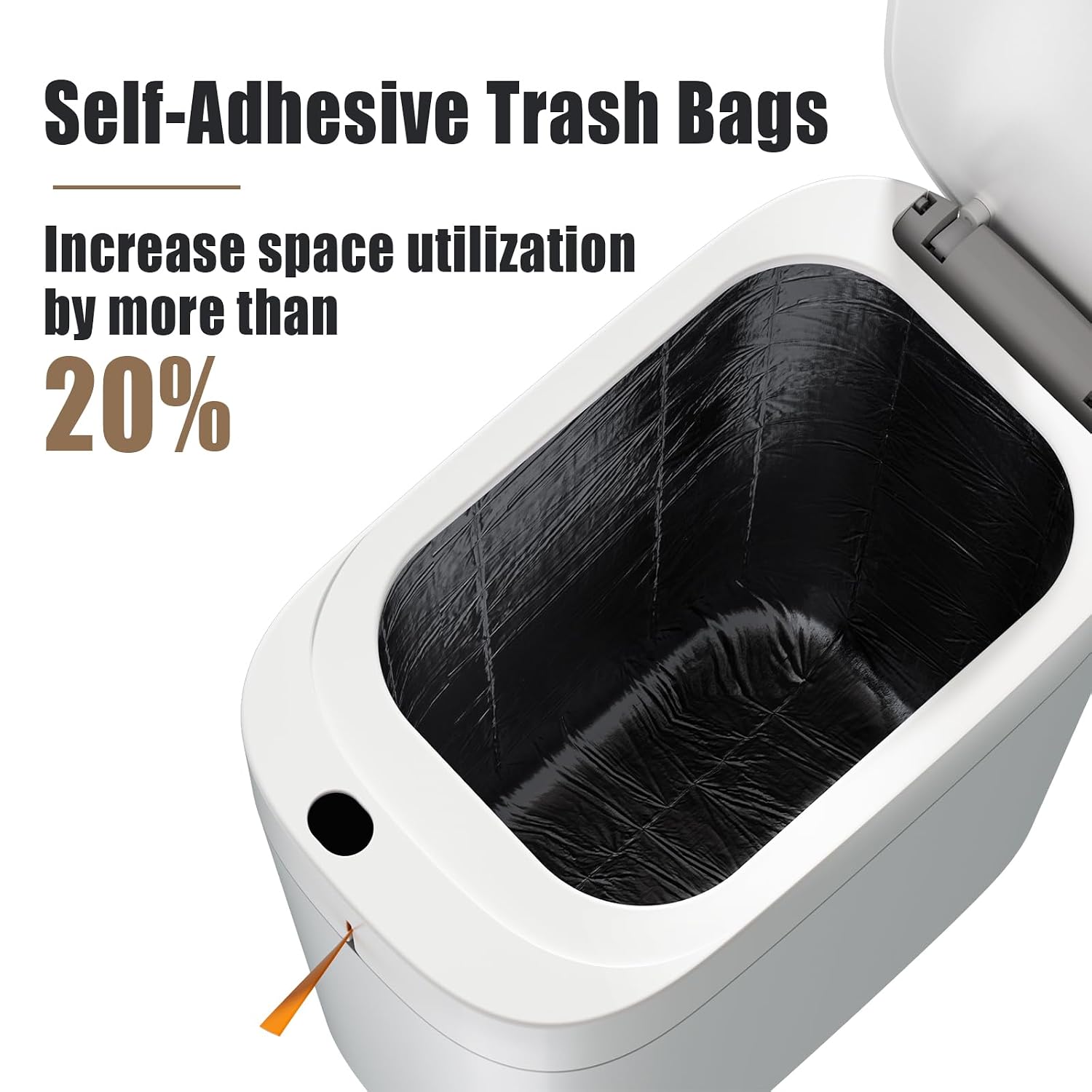 Bathroom Trash Can, Automatic Bagging Garbage Can, 3.5 Gallon Slim Smart Small Plastic Trash Bin, Narrow Motion Sensor Trash Can For Bedroom, Office White